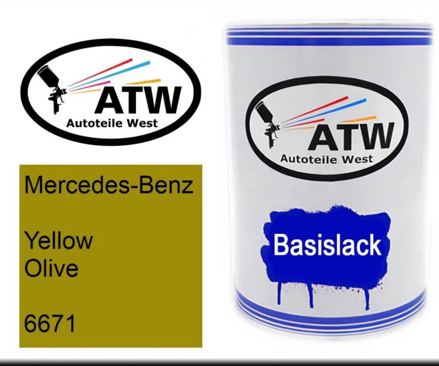 Mercedes-Benz, Yellow Olive, 6671: 500ml Lackdose, von ATW Autoteile West.